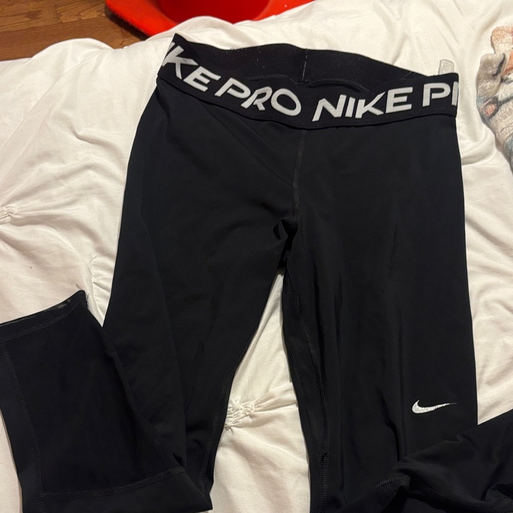 Nike Pro Black Tights with White Logo